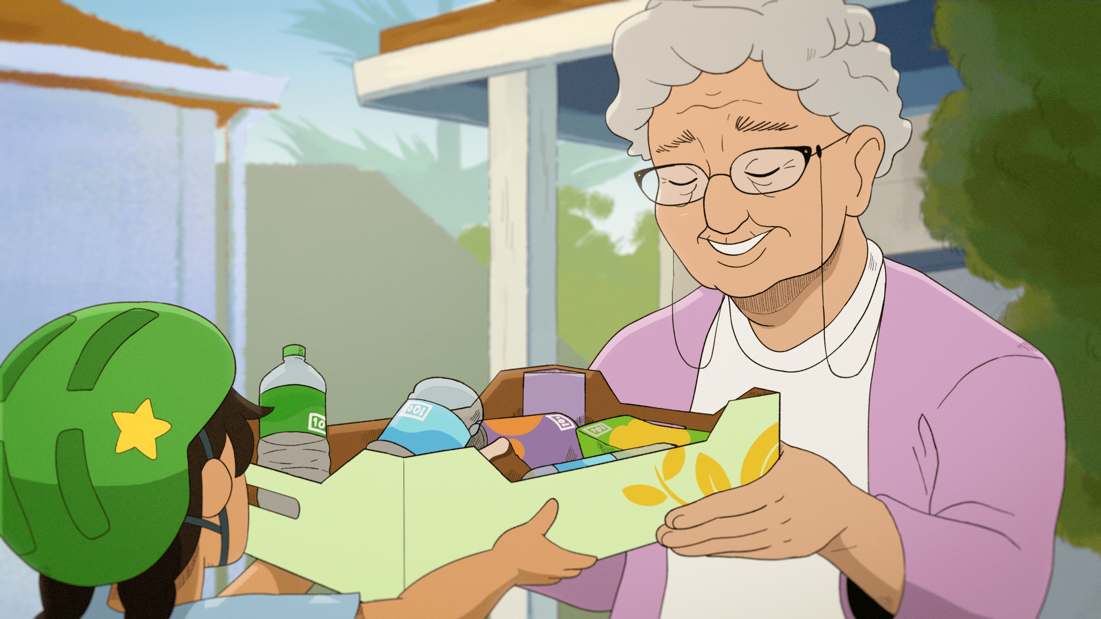 grandma and child collecting 10 cent containers