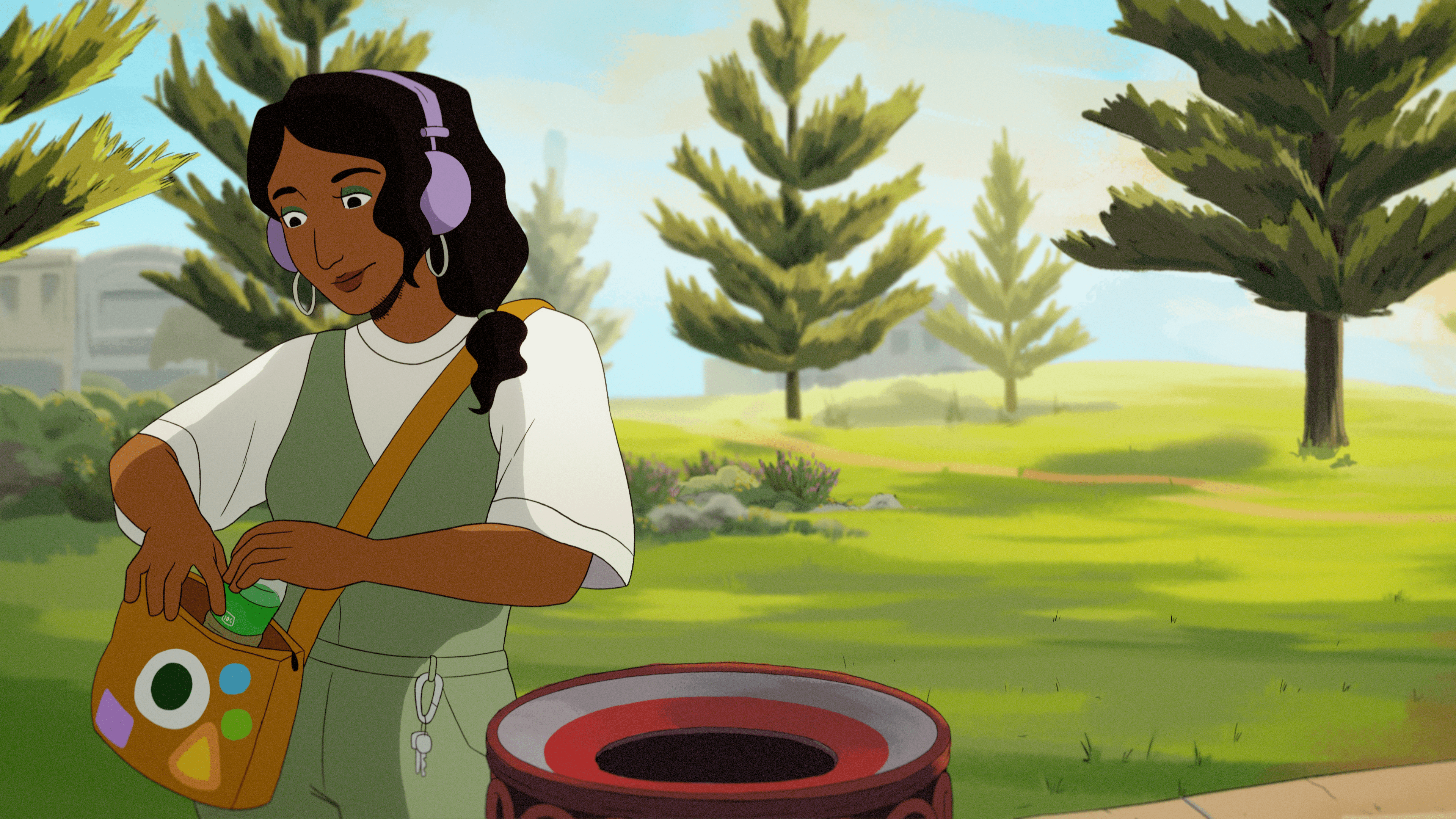 person taking 10 cent container out of bin to keep and return at home