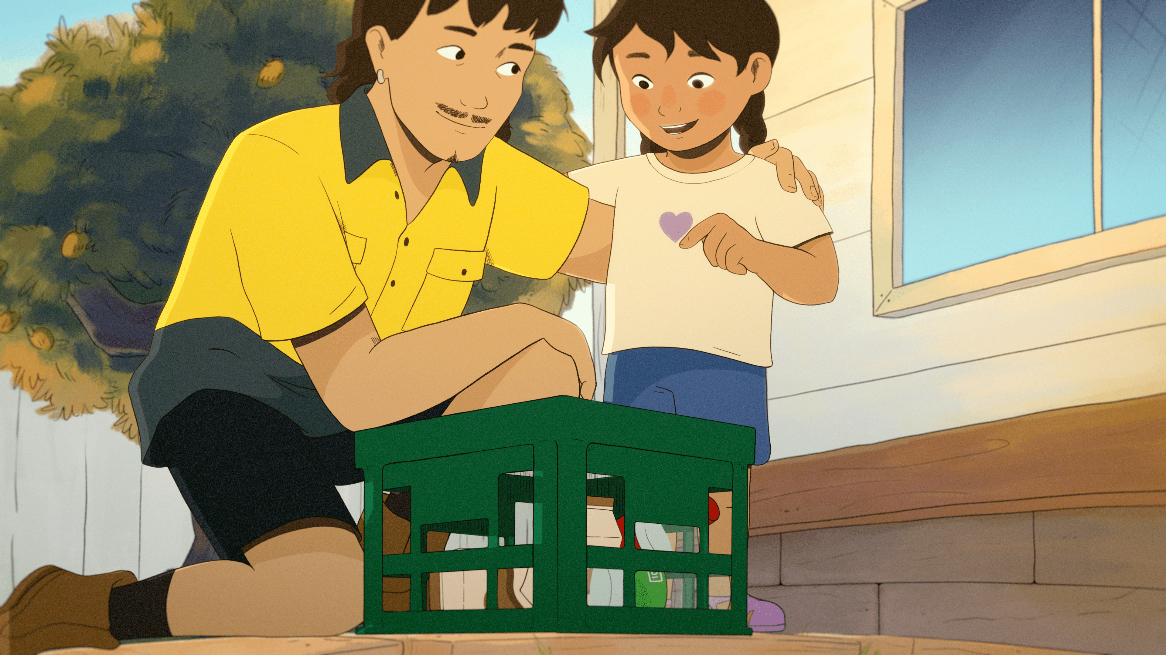 dad and child collecting 10 cent containers